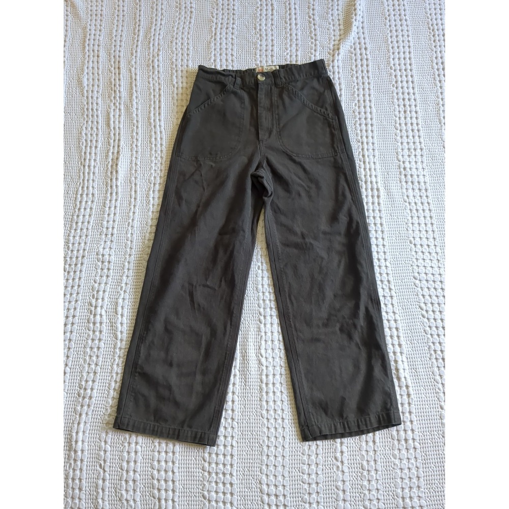 Mollusk Painter Pants Canvas Crop High Waist Size Small Brown 27X26 Straight Leg